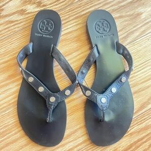 Tory Burch black leather sandals Size 8